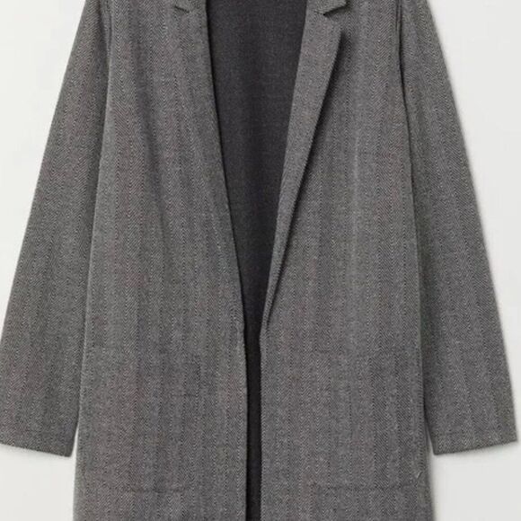H&M Divided Black Houndstooth long jacket/Blazer Size S - Picture 2 of 3